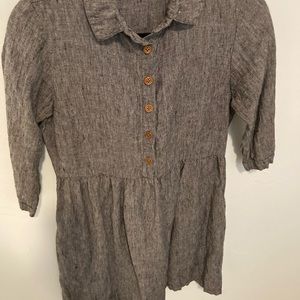 Pyne & Smith knee length dress in grey linen color 3/4 length sleeves, Size XS.